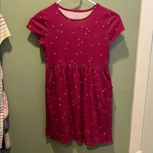 Girls' Heart Print Dress - Pink
